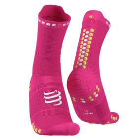 COMPRESSPORT PRO RACING SOCKS V4.0 RUN HIGH fluo pink/primrose