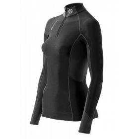 Skins Bio S400 - Thermal Womens Black/Graphite/White L/S MckNeck w zip