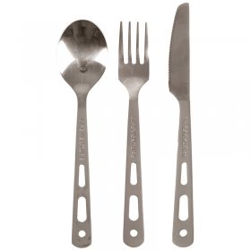 Lifeventure Knife Fork Spoon Set - titanium