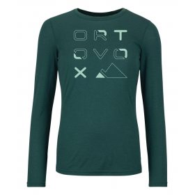 Ortovox 185 Merino Brand Outline Long Sleeve W dark pacific