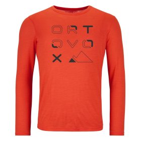 Ortovox 185 Merino Brand Outline Long Sleeve M hot orange