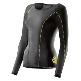 Skins DNAmic Womens Top Long Sleeve Black/Limoncello