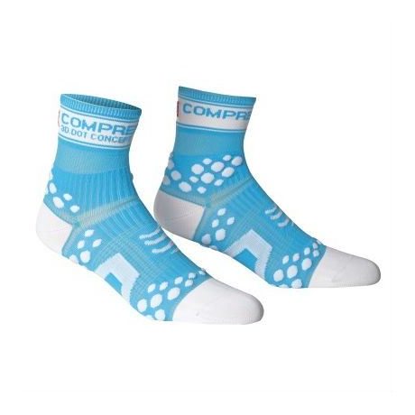 COMPRESSPORT ponožky FLUO V2 PRO RACING běžecké vysoké modré