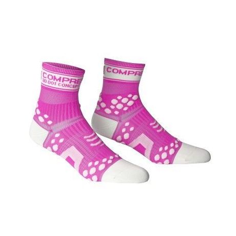 COMPRESSPORT ponožky FLUO V2 PRO RACING běžecké vysoké růžové