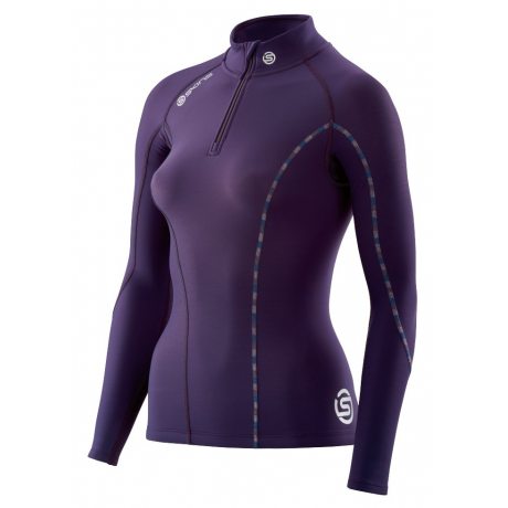 Skins DNAmic Thermal Women's Compression L/S Mock Neck with zip Blackberry/Violet