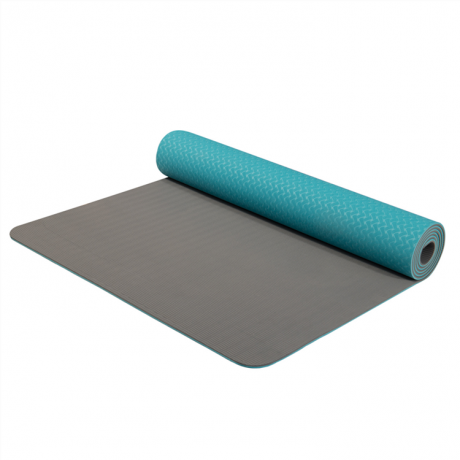 YATE Yoga Mat dvouvrstvá TPE tyrkys/šedá