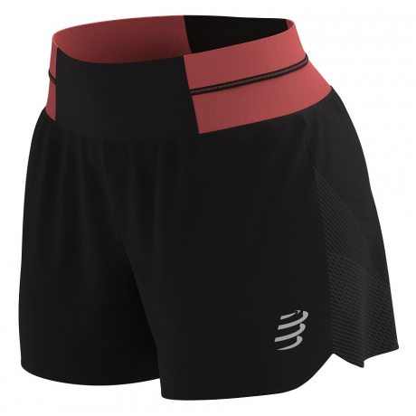 COMPRESSPORT PERFORMANCE OVERSHORT W black/coral