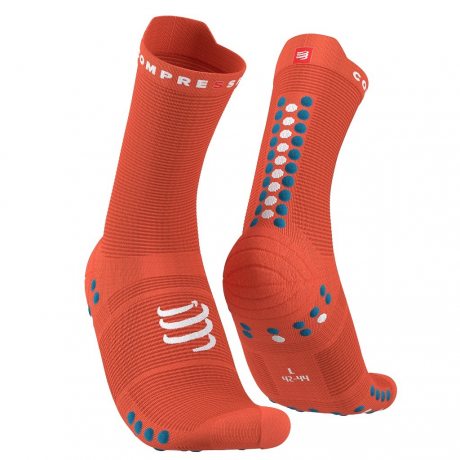 COMPRESSPORT PRO RACING SOCKS V4.0 RUN HIGH orangeade/fjord blue