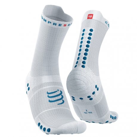 COMPRESSPORT PRO RACING SOCKS V4.0 RUN HIGH white/fjord blue