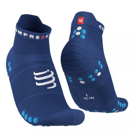 COMPRESSPORT PRO RACING SOCKS V4.0 RUN LOW sodalite/fluo blue