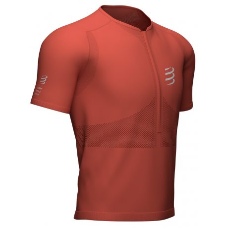 COMPRESSPORT TRAIL HALF-ZIP FITTED SS TOP red clay