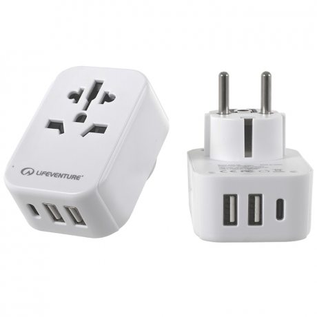 Lifeventure World to Europe Travel Adaptor with USB (&amp; USB C)