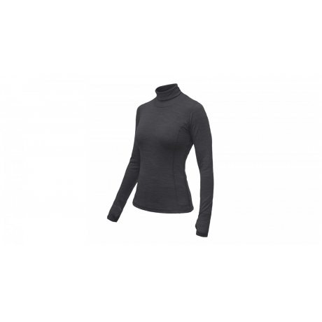 SENSOR MERINO BOLD dámské triko dl.rukáv roll neck anthracite gray