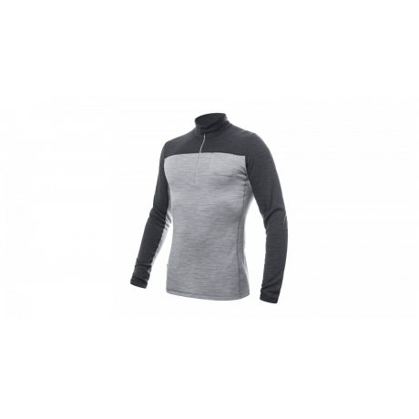 SENSOR MERINO BOLD pánské triko dl.rukáv zip cool gray/anthracite