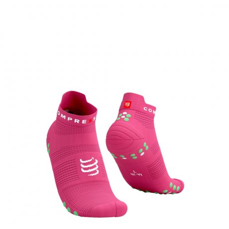 COMPRESSPORT PRO RACING SOCKS V4.0 RUN LOW hot pink/summer green