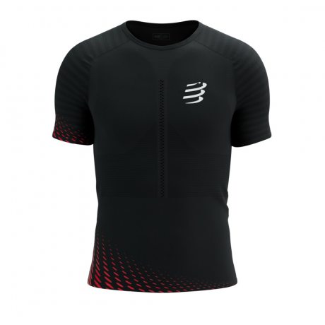 COMPRESSPORT RACING SS TSHIRT M black/high risk red