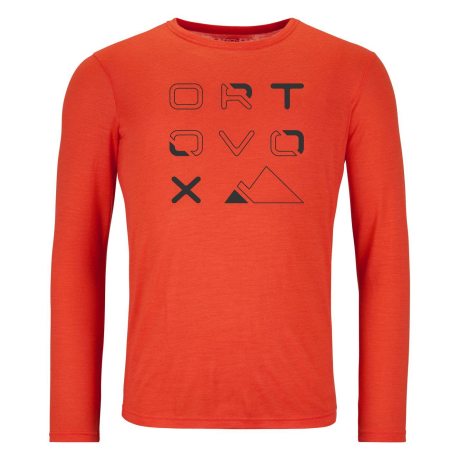 Ortovox 185 Merino Brand Outline Long Sleeve M hot orange