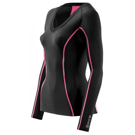 Skins Bio A200 Womens Black/Pink Top Long Sleeve