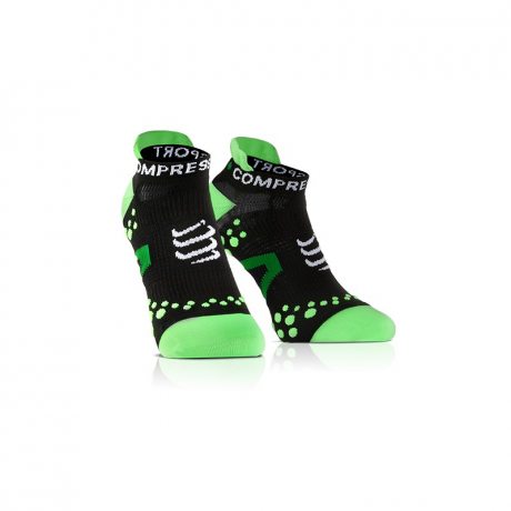 COMPRESSPORT ponožky V2.1 PRO RACING běžecké nízké černo-zelené